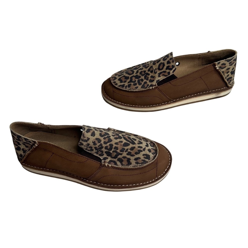 Shyanne Women's Leopard Print Leather Slip On Loafers‎ Brown OSHFA21P3 Size 10